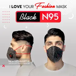 بسته ۱۸ عددی ماسک تنفسی N95 مداکس سوپاپ‌دار بلک (دارای فیلتر کربن فعال) - BLACK N95