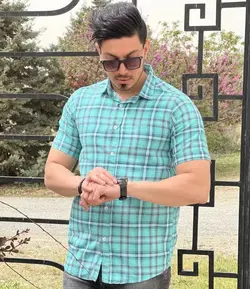 پیراهن آستین کوتاه مردانه چهارخونه