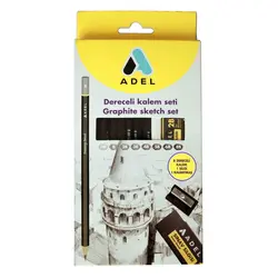 مداد طراحی آدل مجموعه 10 عددی به همراه پاکن و تراش