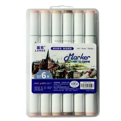 ماژیک راندو 6 رنگ طیف پوست تیره مدل LANKE