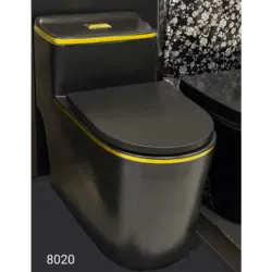 توالت فرنگی لوکس مشکی طلایی مات مدل 8020