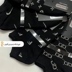 خرید جوراب مچی زنانه مشکی طرح برند | فروشگاه اینترنتی اُکیان
