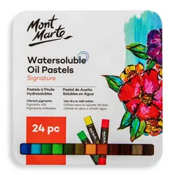 پاستل روغنی محلول در آب مونمارت – ۲۴ رنگ با جعبه فلزی – کد MMPT0027