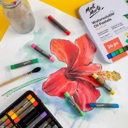 پاستل روغنی محلول در آب مونمارت – ۲۴ رنگ با جعبه فلزی – کد MMPT0027