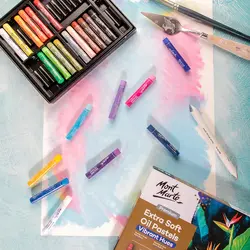 پاستل روغنی بسیار نرم مونمارت - طیف رنگهای تند - ۳۹ رنگ - کد MMPT0043