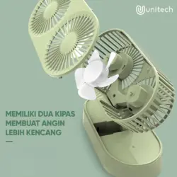 پنکه رومیزی دو موتور شارژی مدل Double Motor FY050 رنگ آبی