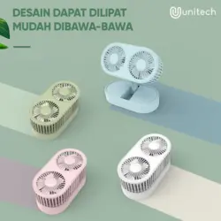 پنکه رومیزی دو موتور شارژی مدل Double Motor FY050 رنگ آبی