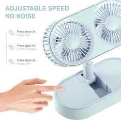 پنکه رومیزی دو موتور شارژی مدل Double Motor FY050 رنگ آبی