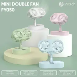 پنکه رومیزی دو موتور شارژی مدل Double Motor FY050 رنگ آبی