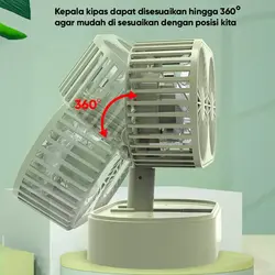 پنکه رومیزی دو موتور شارژی مدل Double Motor FY050 رنگ آبی