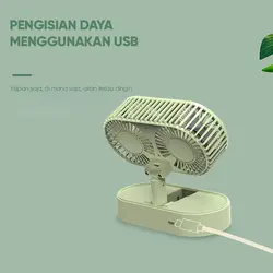 پنکه رومیزی دو موتور شارژی مدل Double Motor FY050 رنگ آبی