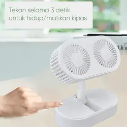 پنکه رومیزی دو موتور شارژی مدل Double Motor FY050 رنگ آبی