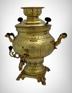 سماور ونوش 5 لیتری عدسی قلم سنتی زغالی A104