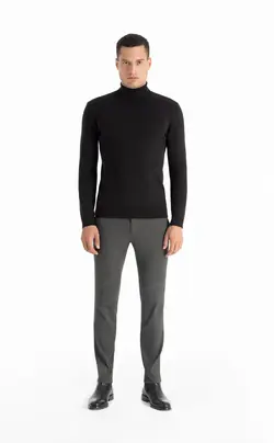 بافت یقه اسکی ساده مشکی F45 بازلی