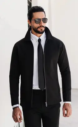 کاپشن یقه بک مشکی N14 بازلی