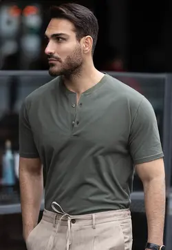 تیشرت یقه گرد یشمی D15 بازلی