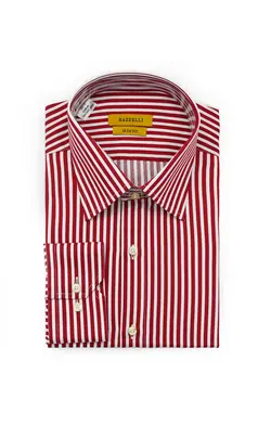 پیراهن یقه کراوات دیپلمات سفید قرمز P151 بازلی