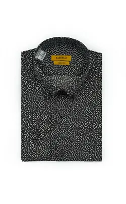 پیراهن یقه دکمه‏ دار مثلثی مشکی سفید P170 بازلی