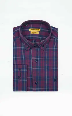 پیراهن P34 چهارخانه سورمه ای قرمز بازلی