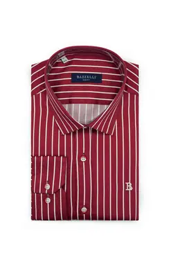 پیراهن راه راه متوسط قرمز سفید بازلی