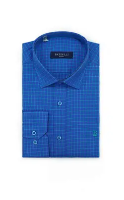 پیراهن چهارخانه نقطه چین آبی سبز بازلی