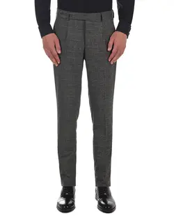 شلوار اسلیم فیت پلیسه چهارخانه طوسی خط مسی T55 بازلی