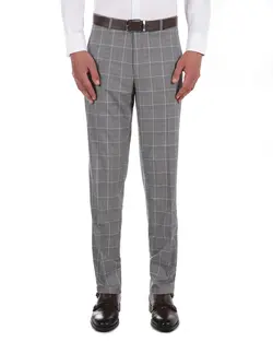 شلوار کلاسیک چهارخانه طوسی T22 بازلی