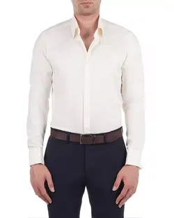 پیراهن یقه کراواتی مج دوبل نباتی P196 بازلی