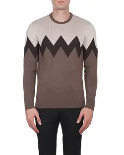 بافت زیگزالی یقه گرد شکلاتی F35 بازلی