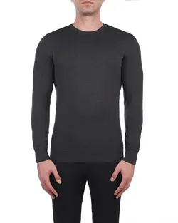 بافت یقه گرد ذغالی F44 بازلی