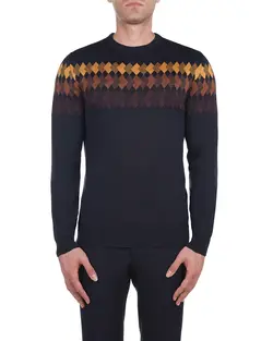 بافت اسکاچ درهم سورمه ای خردلی F37 بازلی