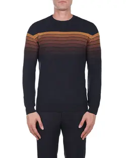 بافت جودون راه راه سورمه ای خردلی F36 بازلی