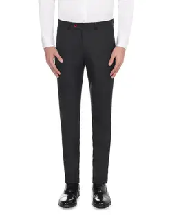 شلوار جیب ساعتی دکمه قرمز زغالی T61 بازلی