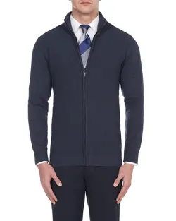 بافت زیپدار یقه ایستاده جودون سورمه‌ای ملانژ FJ6 بازلی