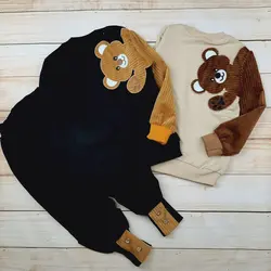 ست بلوز شلوار اسپرت مخمل خرسی خواهر برادری