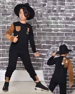 ست بلوز شلوار اسپرت مخمل خرسی خواهر برادری