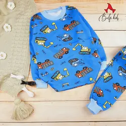 بلوز و شلوار پسرانه توپنبه ای وارداتی طرح ماشین راه سازی