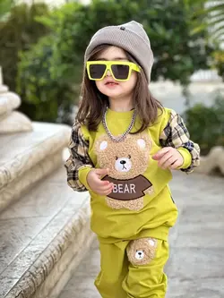 بلوز و شلوار خرسی آستین چهارخونه