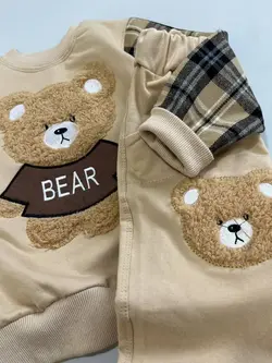 بلوز و شلوار خرسی آستین چهارخونه