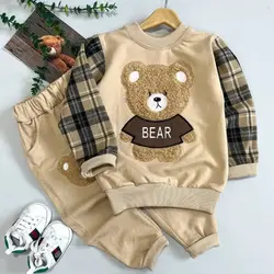 بلوز و شلوار خرسی آستین چهارخونه