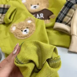 بلوز و شلوار خرسی آستین چهارخونه