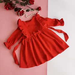 سارافون مخمل کبریتی دخترانه