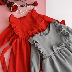 سارافون مخمل کبریتی دخترانه