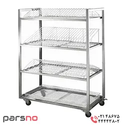 ترولی استیل آبچکان دار | قیمت ترولی استیل آبچکان دار | خرید ترولی آبچکان دار استیل