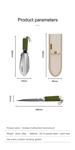 بیلچه چند منظوره استیل نیچرهایک Naturehike Multi-Purpose Hand Shovel - خرید آنلاین لوازم و تجهیزات کمپینگ و کوهنوردی