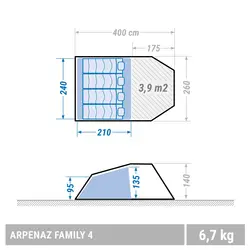 چادر کمپینگ 4 کچوا Quechua Outdoor Camping Tent for Arpenaz 4 - 1 Bedroom - خرید آنلاین لوازم و تجهیزات کمپینگ و کوهنوردی