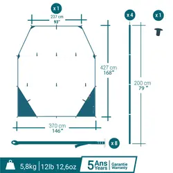 سایبان - تارپ کچوا فرش اند بلک Quechua Camping Canopy - Fresh XL - خرید آنلاین لوازم و تجهیزات کمپینگ و کوهنوردی