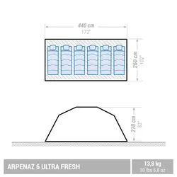 چادر مسافرتی کچوا 6 نفره - فوق خنک آرپناز Quechua Ultra Cool Camping Tent - 6 Persons - Arpenaz 6 ULTRAFRESH - خرید آنلاین لوازم و تجهیزات کمپینگ و کوهنوردی