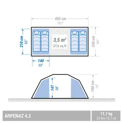 چادر کچوا 4.2 کمپینگ - آرپناز Quechua 4 Person Camping Tent - 2 Rooms - Arpenaz 4.2 - خرید آنلاین لوازم و تجهیزات کمپینگ و کوهنوردی