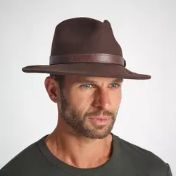 کلاه فدورا مردانه سولوگناک Solognac Fedora Hat - Hunting and Nature Observation - Brown - 100 - خرید آنلاین لوازم و تجهیزات کمپینگ و کوهنوردی